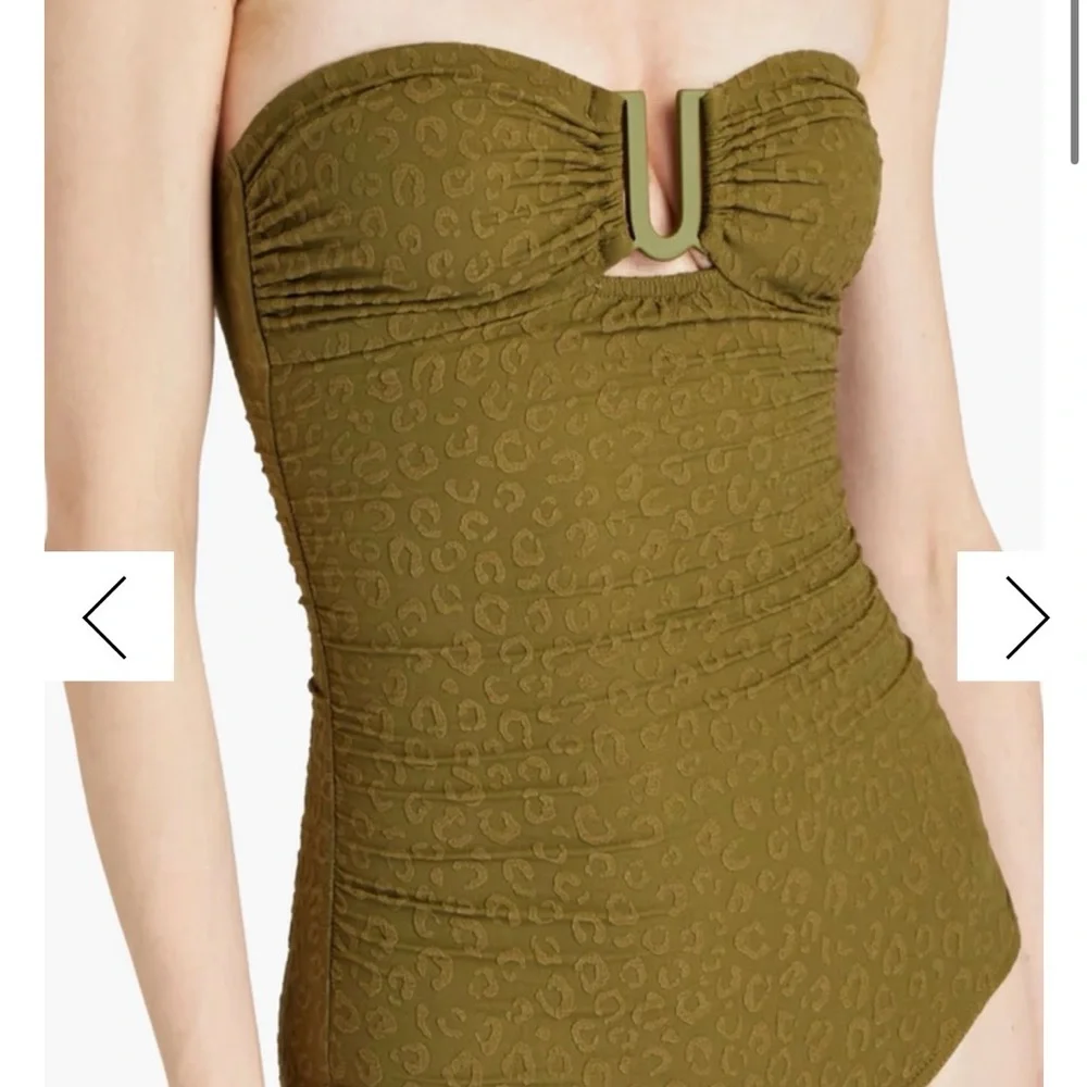 Zimmermann Olive Green Cheetah One Piece Swimsuit NWT - Picture 1 of 4